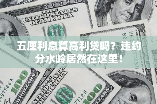 武汉五厘利息算高利贷吗？违约分水岭居然在这里！